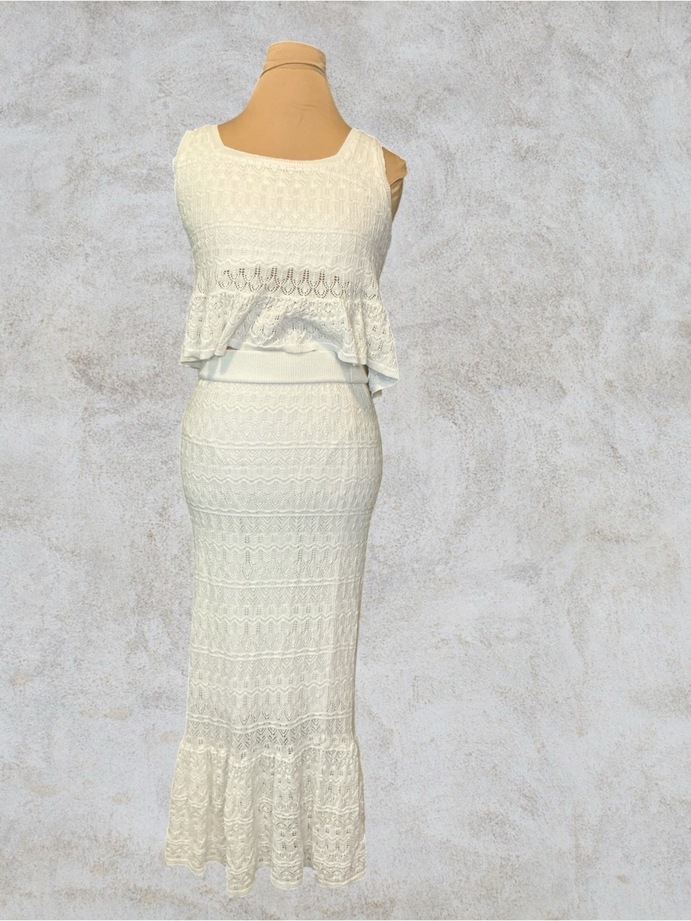 Ivory Crochet Two-Piece Maxi set